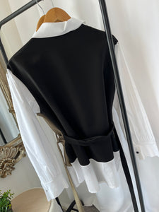 DIANA Belted Shirt Dress in Black