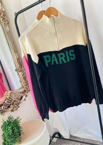 PARIS Half Zip Jumper Black